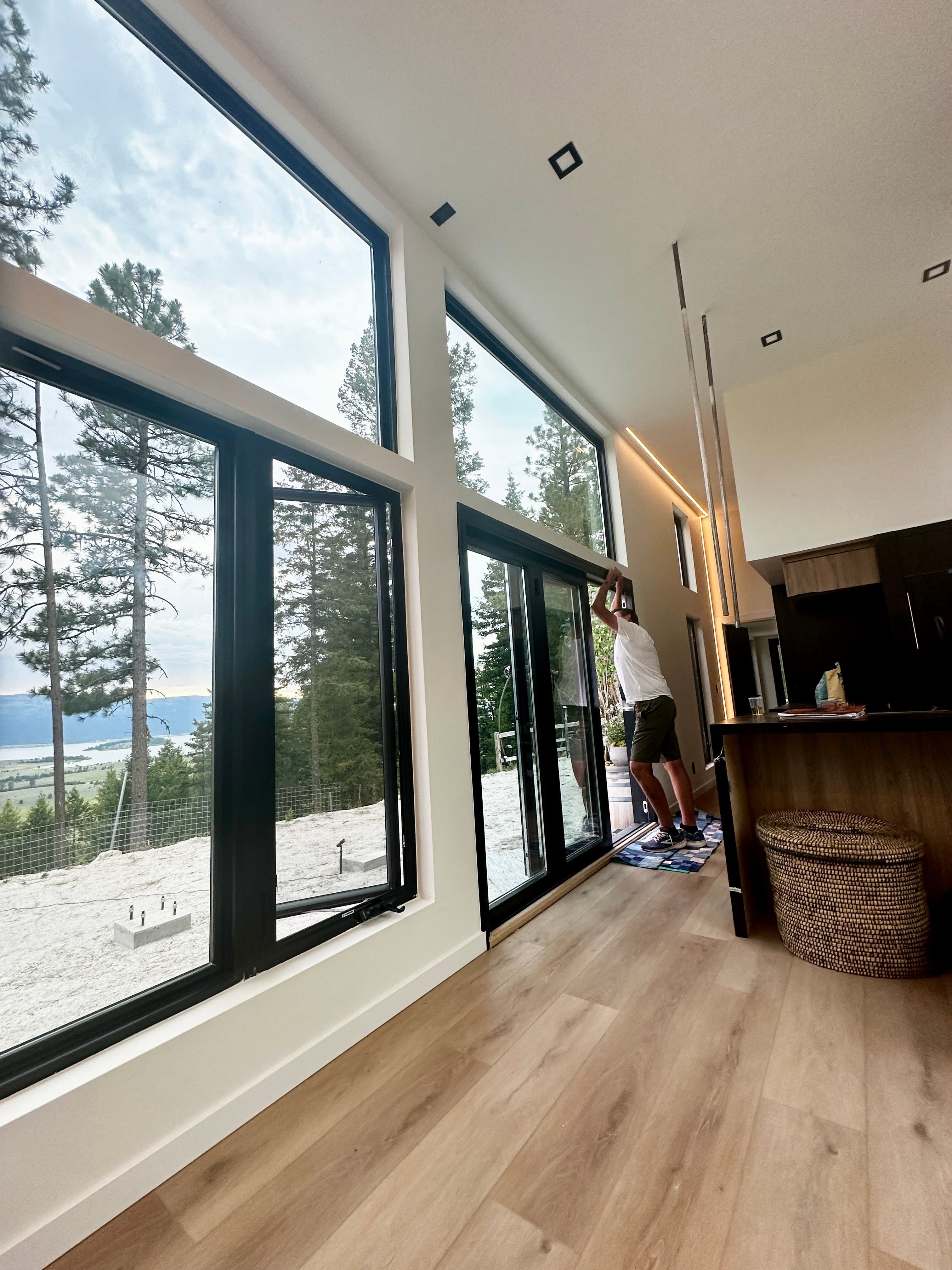 Montera modular home interior — bedroom with built-in closet and drywall finish