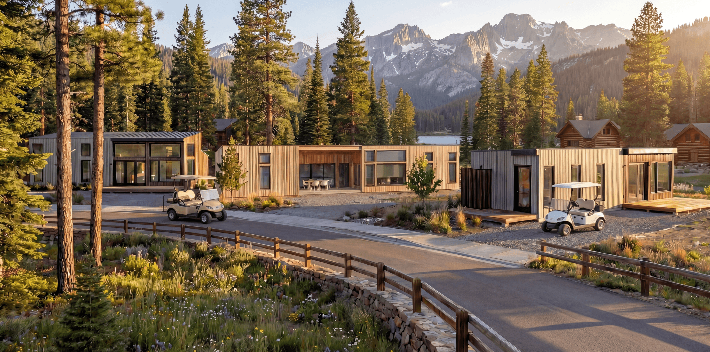 Mountain village development with multiple Montera modular homes